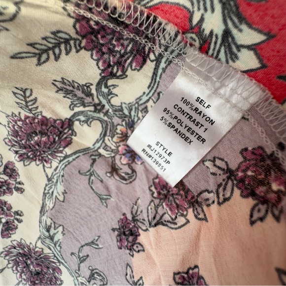 PLUS SIZE Womens RED FLORAL TIE FLARE SERAPE KIMONO CARDIGAN DUSTER 1X - Picture 3 of 5